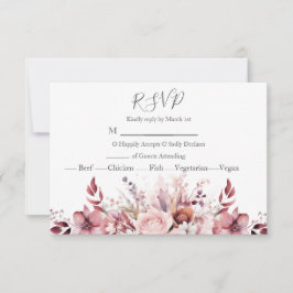 Moderne Dusty Rose Pink Wedding RSVP Karte