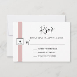 Moderne Dusty Rose Rosa Monogramm Hochzeit RSVP Karte