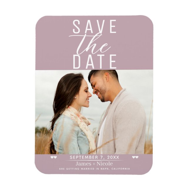 Moderne Dusty Rose Rosa Save the Date Hochzeitssti Magnet (Vertikal)