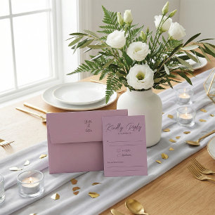 Moderne Dusty Rose Schrift Artig Antworten Hochzei RSVP Karte