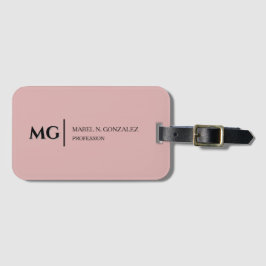 Moderne Dusty Rose Trendige Stilvolle Monogramm Gepäckanhänger