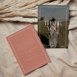 Moderne Dusty Rose typografische Hochzeitsfotograf Dankeskarte