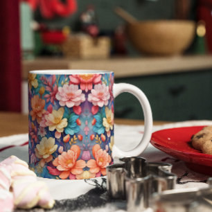 Moderne dynamische Blume Kunstmuster Kaffeetasse