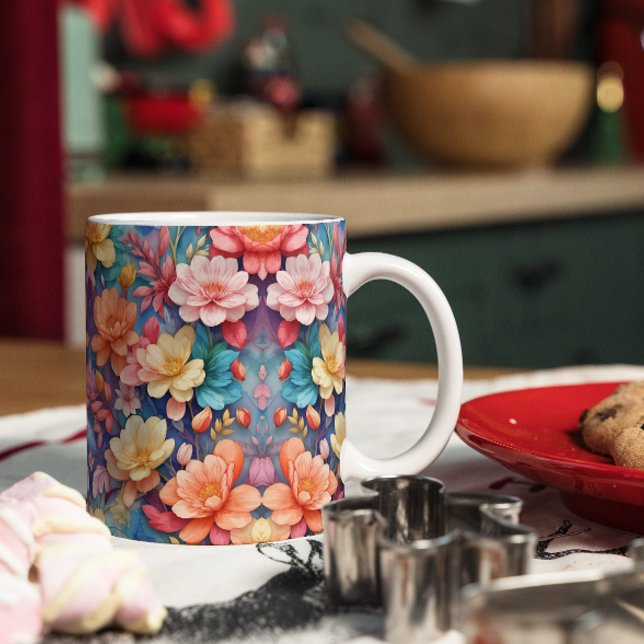 Moderne dynamische Blume Kunstmuster Kaffeetasse (Von Creator hochgeladen)