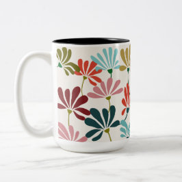 Moderne, dynamische Blume Zweifarbige Tasse