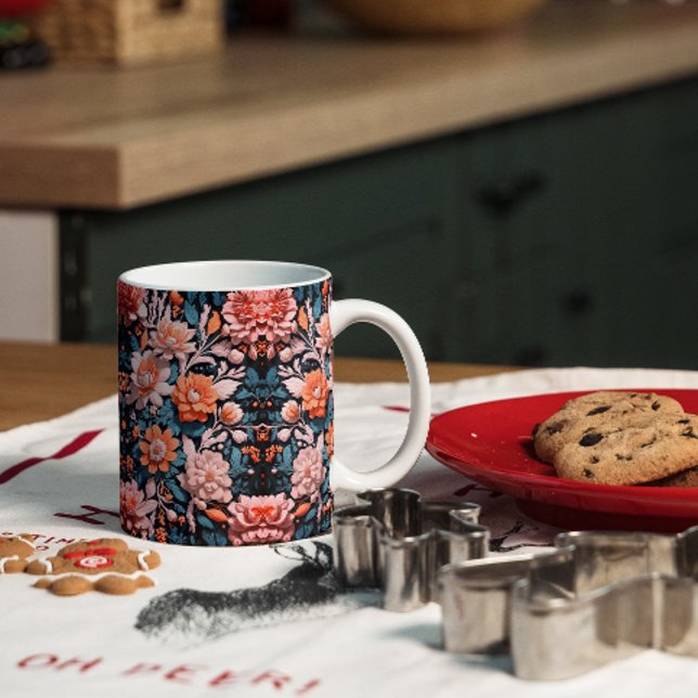 Moderne dynamische Boho Blume Kunstmuster Kaffeetasse (Von Creator hochgeladen)