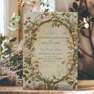 Moderne Earthy Tones Boho Floral Wedding Einladung