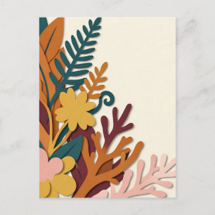 Moderne Ecke mit Papier-Schnitt Herbstbotanik Postkarte