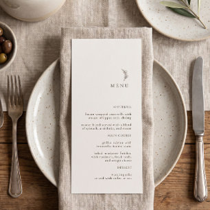 Moderne Ecru-Olivenzweig-Hochzeitsmenü Menükarte