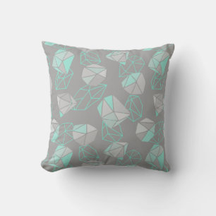 Moderne Edelsteine Muster Gray & Aqua Kissen