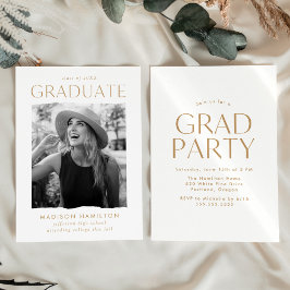 Moderne Edge Gold Foto Graduation Party Einladung