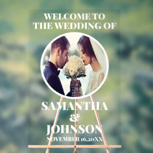 Moderne EDITABLE Foto Wedding Willkommen Acrylschild