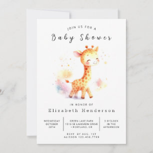 Moderne Editable Giraffe Babydusche Einladung
