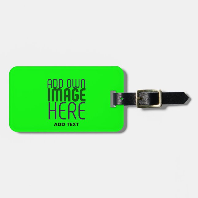 MODERNE, EDITABLE NEON GREEN IMAGE TEMPLATE GEPÄCKANHÄNGER (Vorderseite horizontal)