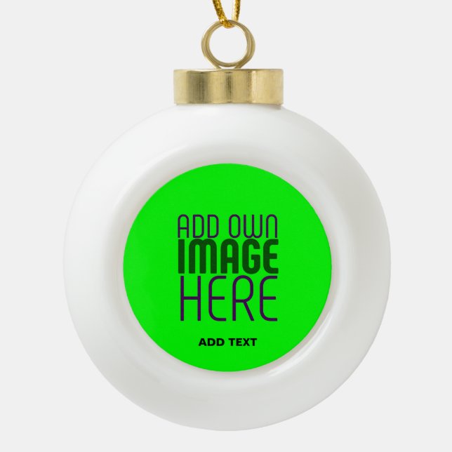 MODERNE, EDITABLE NEON GREEN IMAGE TEMPLATE KERAMIK Kugel-Ornament (Vorderseite)