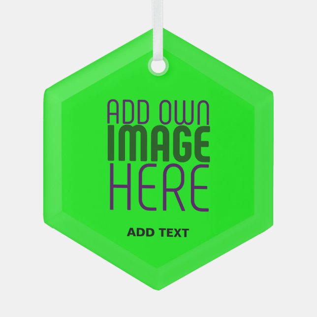 MODERNE, EDITABLE NEON GREEN IMAGE TEMPLATE ORNAMENT AUS GLAS (Vorderseite)