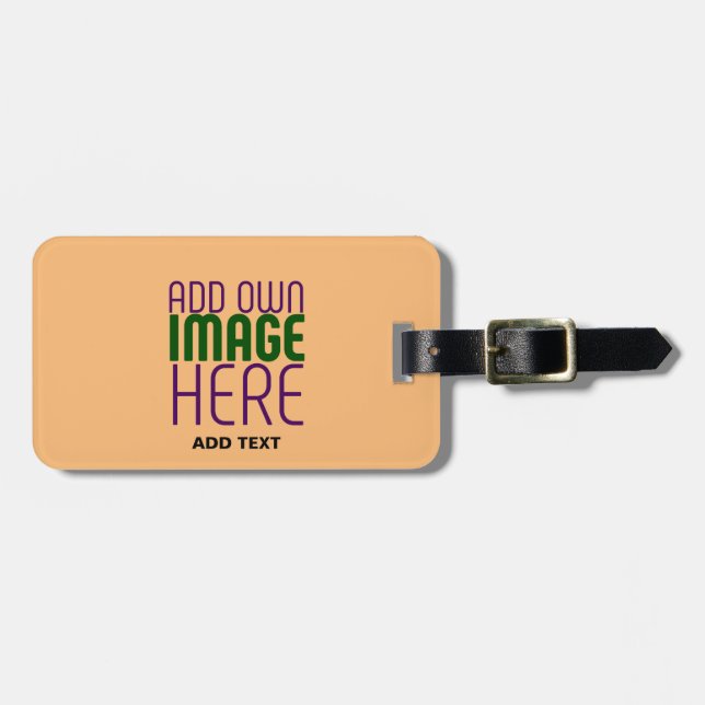 MODERNE EDITABLE PEACH ORANGE IMAGE TEMPLATE GEPÄCKANHÄNGER (Vorderseite horizontal)