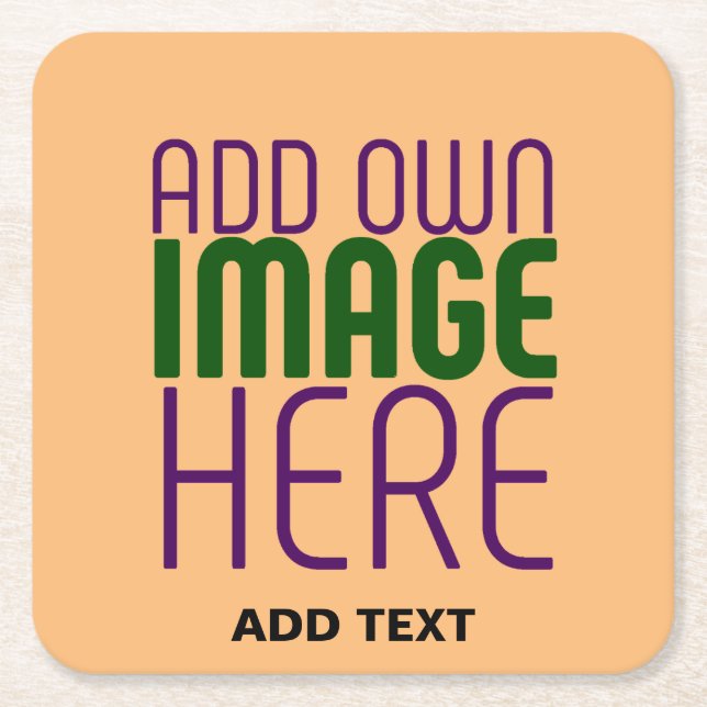MODERNE EDITABLE PEACH ORANGE IMAGE TEMPLATE RECHTECKIGER PAPPUNTERSETZER (Vorderseite)