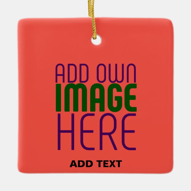 MODERNE EDITABLE RED ORANGE IMAGE TEMPLATE KERAMIKORNAMENT (Vorderseite)