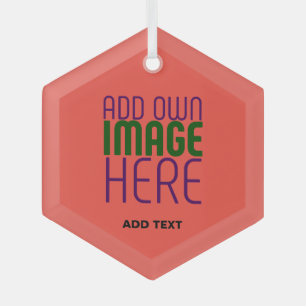 MODERNE EDITABLE RED ORANGE IMAGE TEMPLATE ORNAMENT AUS GLAS