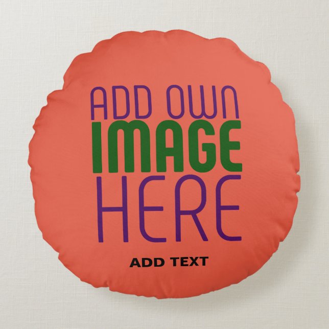 MODERNE EDITABLE TOMATO RED IMAGE TEXT TEMPLATE RUNDES KISSEN (Vorderseite)