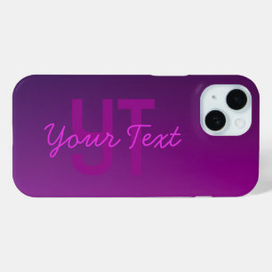 Moderne editierbare monogrammierte Text & Lila Omb Case-Mate iPhone Hülle