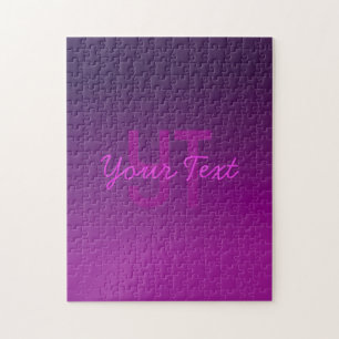 Moderne editierbare monogrammierte Text & Lila Omb Puzzle