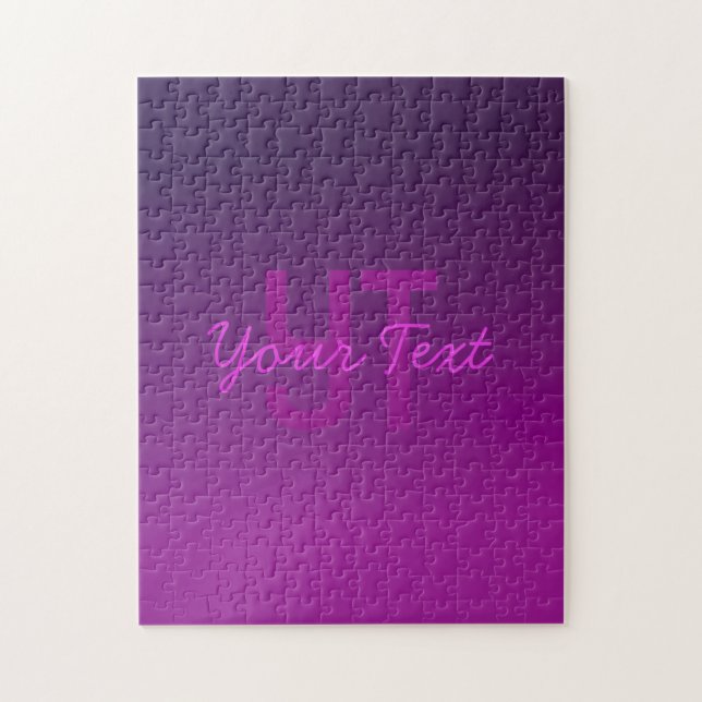 Moderne editierbare monogrammierte Text & Lila Omb Puzzle (Vertikal)