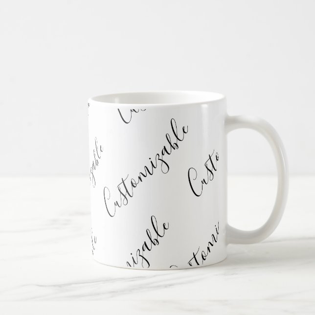 Moderne editierbare Skripttextvorlage | Schwarz &  Kaffeetasse (Rechts)