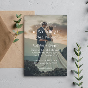 Moderne Editoriale Weiße Typografie Foto-Hochzeit Einladung