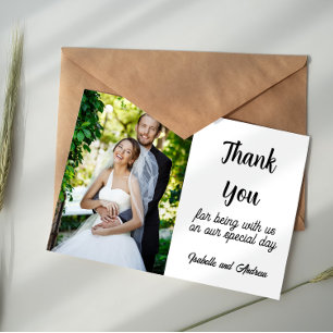 Moderne Eegant Black and White Foto Wedding Mitteilungskarte