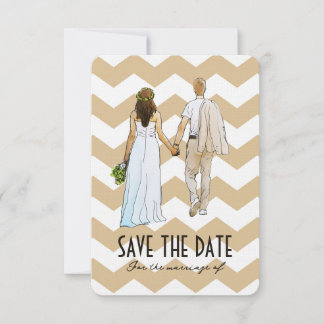 Moderne Ehepaare sparen die Datumskarte Save The Date