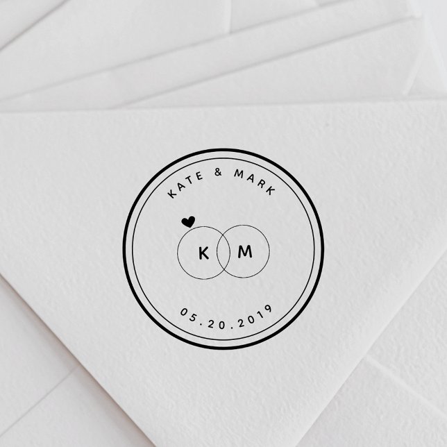Moderne Eheringe Monogramm Save the Date Rund Permastempel (Von Creator hochgeladen)