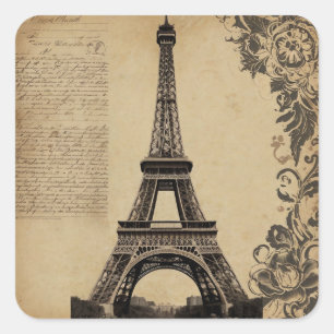 Moderne Eiffelturm Paris Frankreich Vintage Quadratischer Aufkleber
