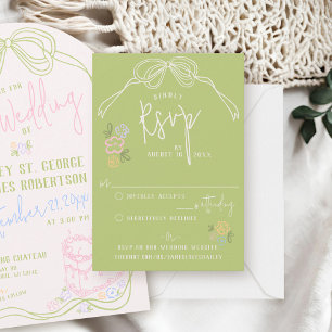 Moderne, eigenartige handgezogene Bogen PASTEL Grü RSVP Karte