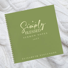 Moderne, einfach gesegnete Moss Green Sermon Notes Notizbuch