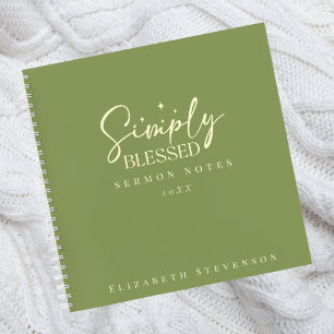 Moderne, einfach gesegnete Moss Green Sermon Notes Notizbuch