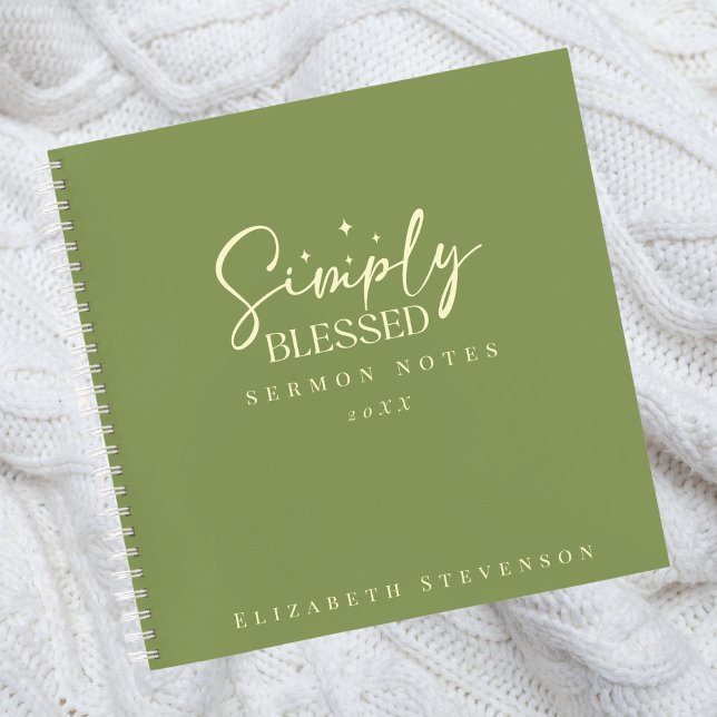 Moderne, einfach gesegnete Moss Green Sermon Notes Notizbuch (Von Creator hochgeladen)