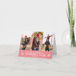 Moderne einfache 3 Foto Rosa Valentinstag geklappt Feiertagskarte