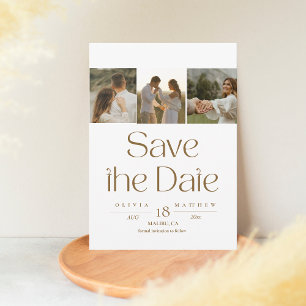 Moderne, einfache 4-Foto Hochzeit retten Termine Save The Date