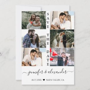 Moderne einfache 6 Fotocollage Typografy Wedding Save The Date