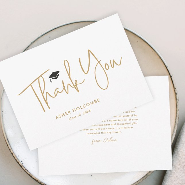 Moderne einfache Abschluss-Schrift Dankeskarte (Modern script graduation thank you card.
)