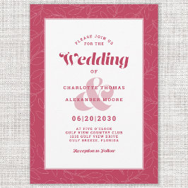 Moderne, einfache Abstrakte Blätter | Magenta Red Einladung