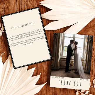 Moderne einfache alte Geld Vertikale Foto-Hochzeit Dankeskarte