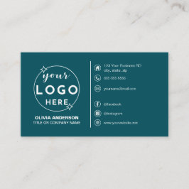 Moderne, einfache Aquamarine Logo-Benutzerdefinier Visitenkarte