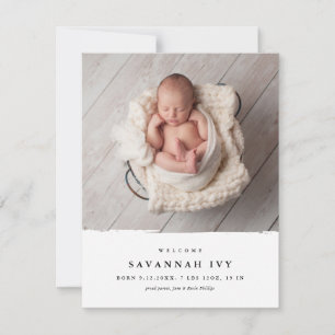 Moderne einfache Baby-Foto-Geburt Ankündigung