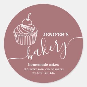Moderne einfache Bäckerei Selbstgemachte Cupcakes Runder Aufkleber