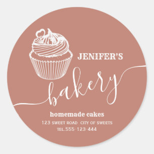 Moderne einfache Bäckerei Selbstgemachte Cupcakes  Runder Aufkleber