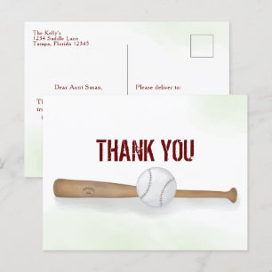 Moderne einfache Baseball-Dankeschön-Wasserfarbe Postkarte