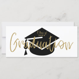 Moderne, einfache Black and Gold Graduation Party Einladung